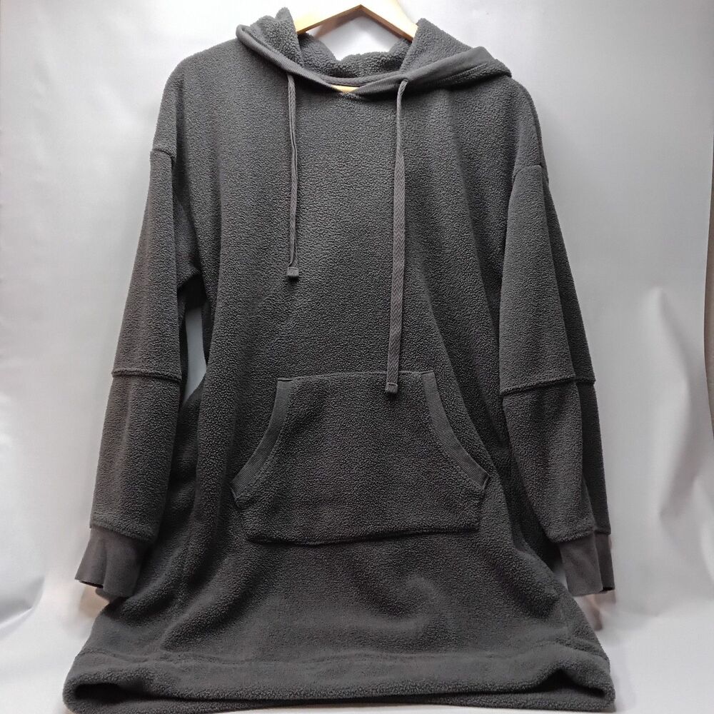 Cuddl Duds Blanket Sweater Hoodie Men's M Gray With Front Pockets Comfy Fleece